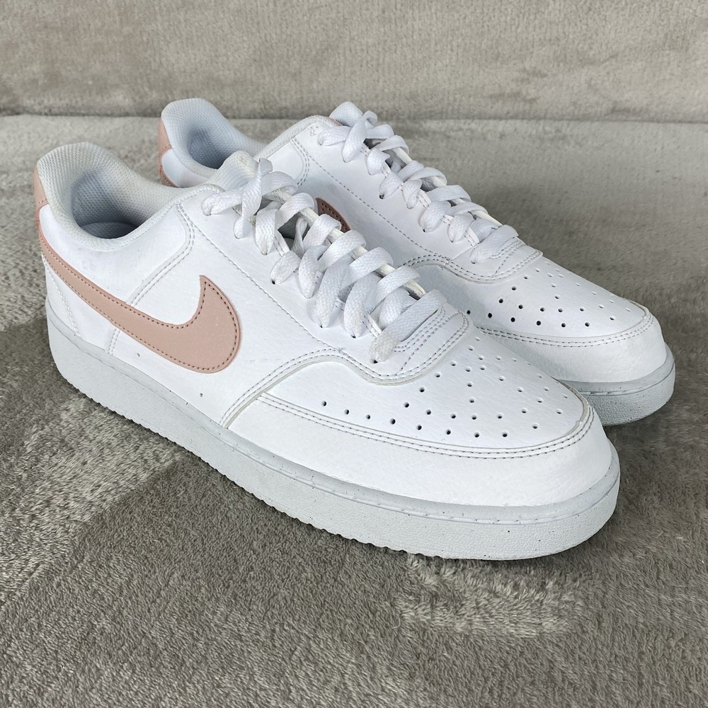 Nike Court Vision Womens Shoes Size 12 White Pink Next Nature Leather NEW